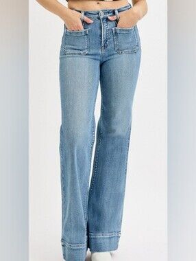 RISEN High Rise Patch Pocket Jeans